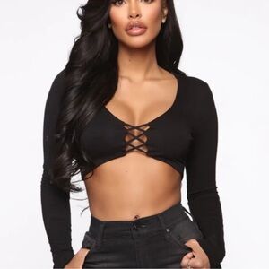 Searching for Fashion Nova “always above it top” black size XS